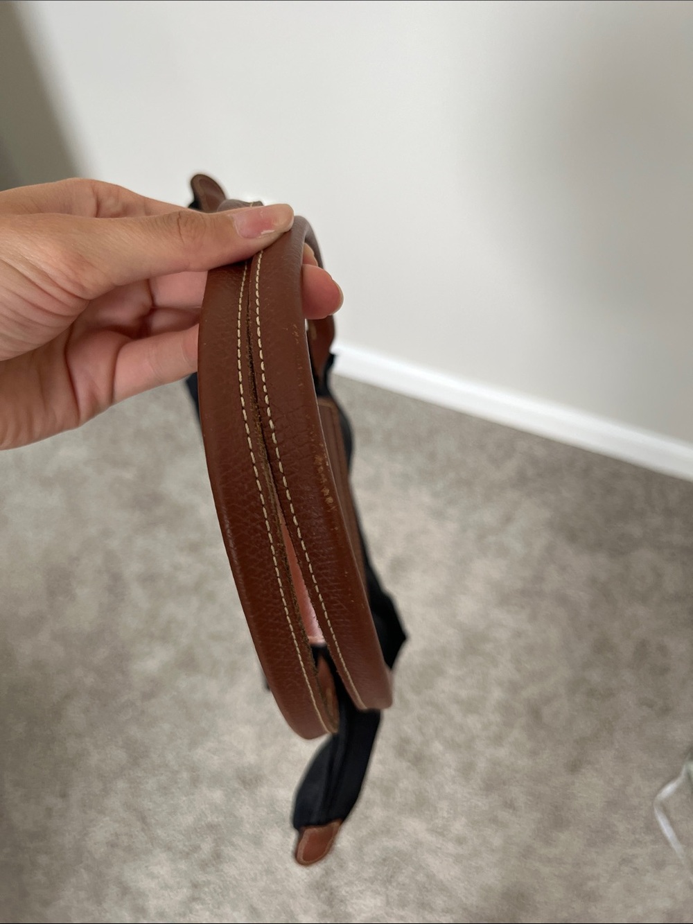 Longchamp Classic Black Tote with Brown Leather Trim - Picture 8 of 9